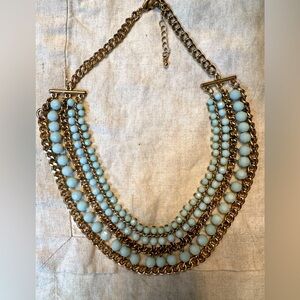 Chunky bauble Necklace gold and light blue Stella and dot